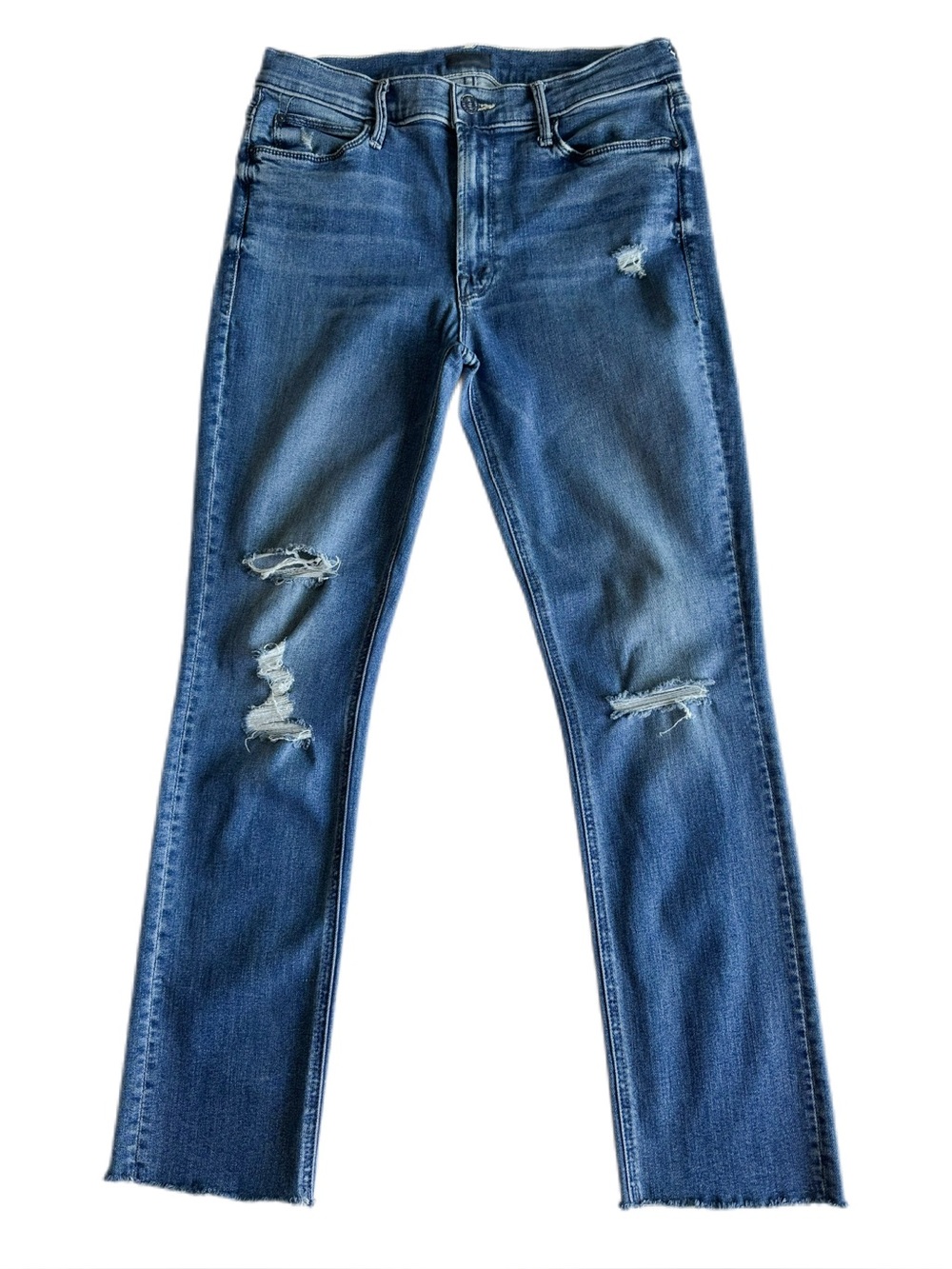 MOTHER Mid Rise Dazzler Ankle Fray Weekend Warrior Distressed Jeans Size 30